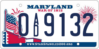 MD license plate 0AD9132