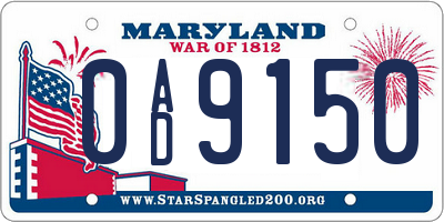 MD license plate 0AD9150