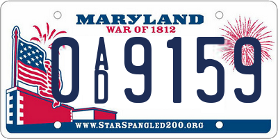 MD license plate 0AD9159