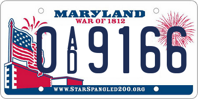 MD license plate 0AD9166