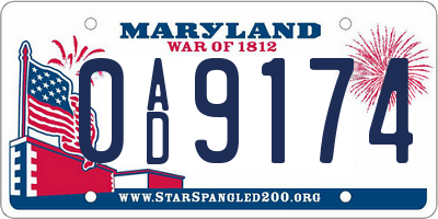 MD license plate 0AD9174