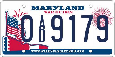 MD license plate 0AD9179