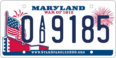 MD license plate 0AD9185