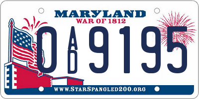 MD license plate 0AD9195