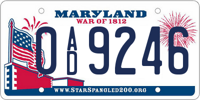 MD license plate 0AD9246