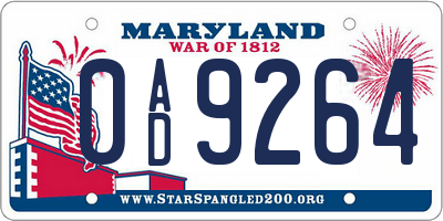 MD license plate 0AD9264