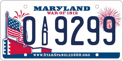 MD license plate 0AD9299