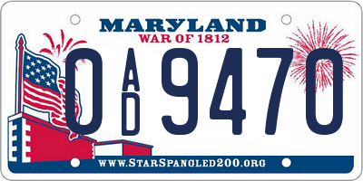 MD license plate 0AD9470