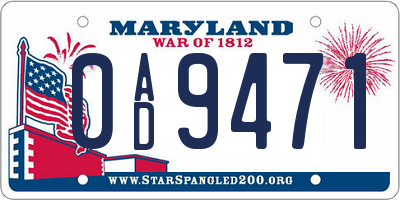 MD license plate 0AD9471