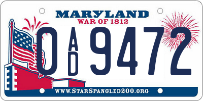 MD license plate 0AD9472