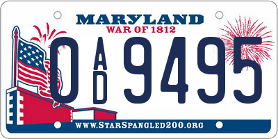 MD license plate 0AD9495