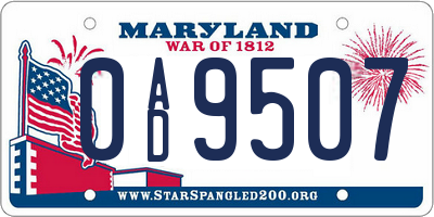 MD license plate 0AD9507