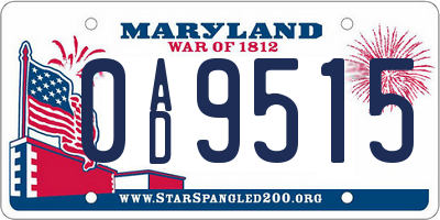 MD license plate 0AD9515