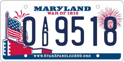 MD license plate 0AD9518