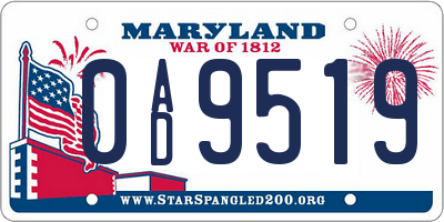 MD license plate 0AD9519