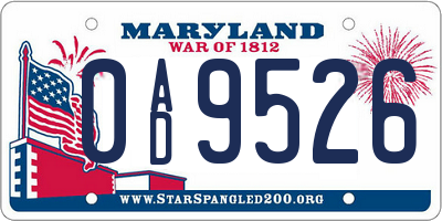 MD license plate 0AD9526
