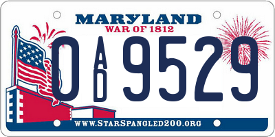 MD license plate 0AD9529