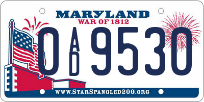MD license plate 0AD9530