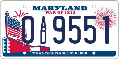 MD license plate 0AD9551
