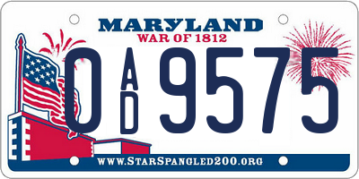 MD license plate 0AD9575