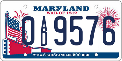 MD license plate 0AD9576