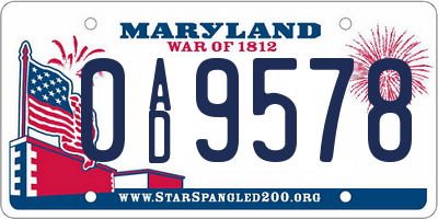 MD license plate 0AD9578