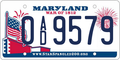 MD license plate 0AD9579