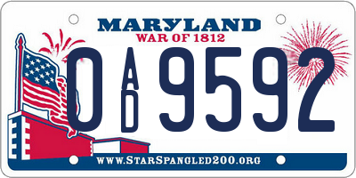 MD license plate 0AD9592