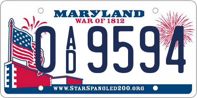 MD license plate 0AD9594