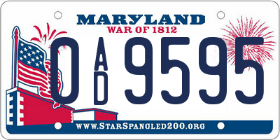 MD license plate 0AD9595