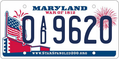 MD license plate 0AD9620