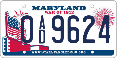 MD license plate 0AD9624