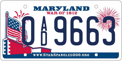 MD license plate 0AD9663