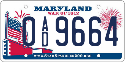 MD license plate 0AD9664