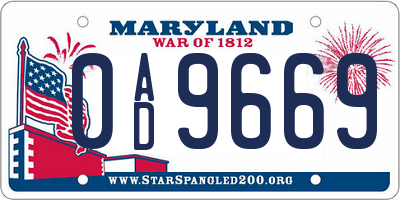 MD license plate 0AD9669