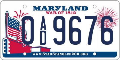 MD license plate 0AD9676