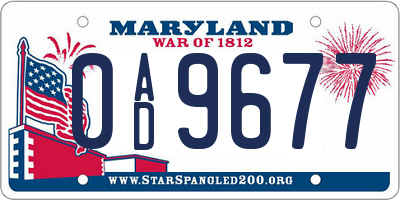 MD license plate 0AD9677
