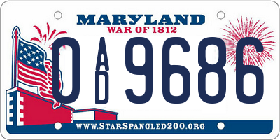 MD license plate 0AD9686