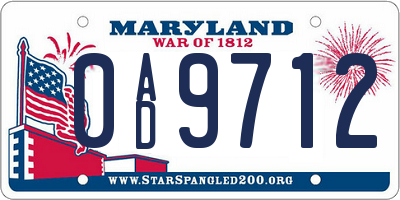 MD license plate 0AD9712