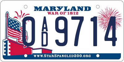 MD license plate 0AD9714