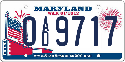 MD license plate 0AD9717