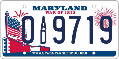 MD license plate 0AD9719