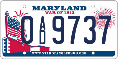 MD license plate 0AD9737