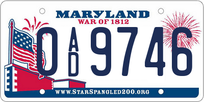 MD license plate 0AD9746