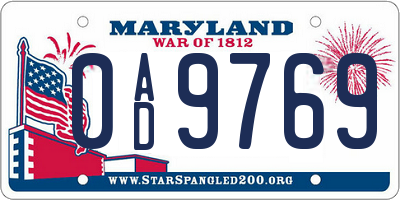 MD license plate 0AD9769