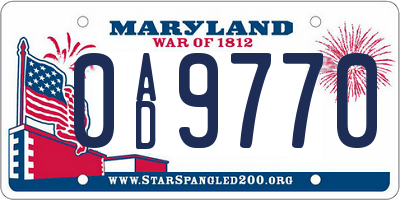 MD license plate 0AD9770