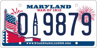 MD license plate 0AD9879