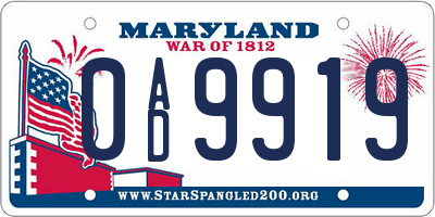 MD license plate 0AD9919