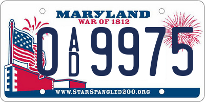 MD license plate 0AD9975