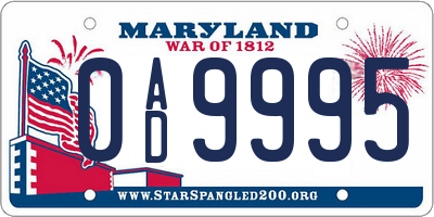 MD license plate 0AD9995